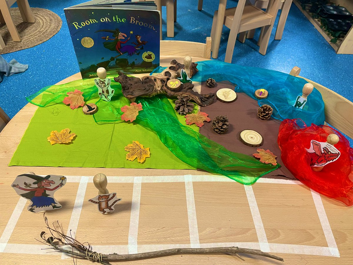 Room on the Broom (with a subitising twist) ✨ Children have worked with a 5-frame to show who is on the broom and how much space there is left! 🐱🐶🦅🐸 There has been some amazing mathematical vocabulary and brilliant storytelling too! I love it and so do the children 🙌🏻 #eyfs