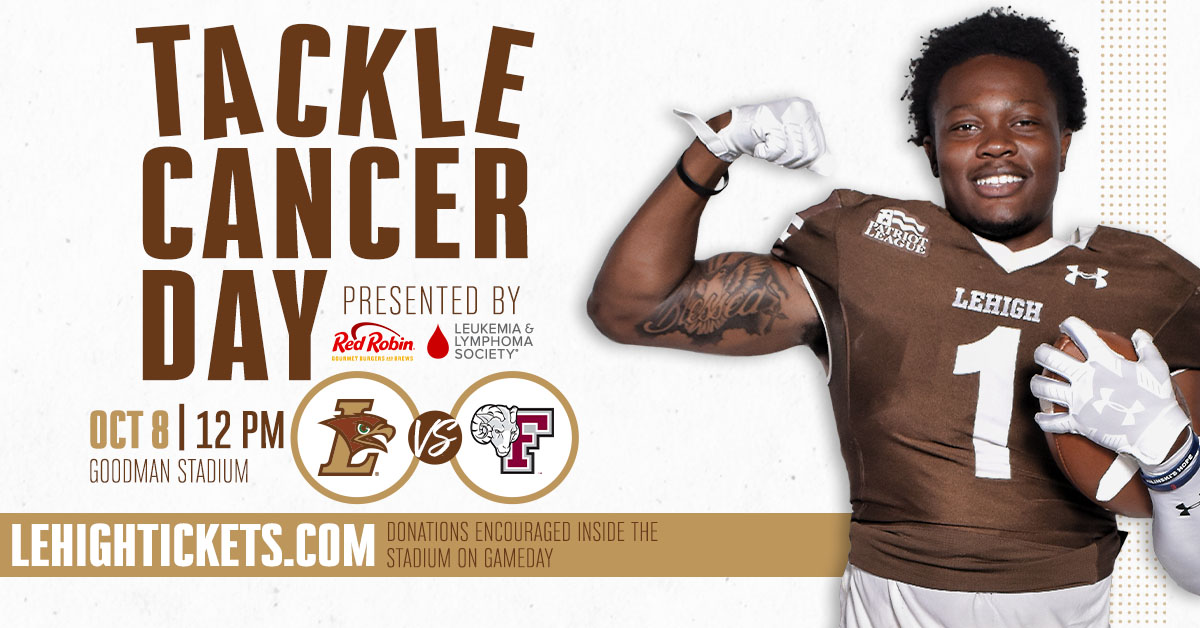 Come out to Goodman Stadium this Saturday for Tackle Cancer Day presented by @redrobinburgers & @LLSusa Fans are encouraged to donate to LLS on Saturday inside the stadium with a chance to win a Tackle Cancer prize pack! 🎟: bit.ly/3RJx6lO #GoLehigh #beGREAT