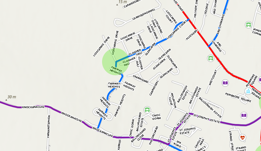 kerrycyclingcam's tweet photo. While the work required would be minor the connections between Fairway Heights/Lioscarrig, and Highfield Grove/@traleefenit Greenway would link large residential areas of #Tralee.
Combined these would create an orbital cycle route from the East to North of Town.
#CycleConnects https://t.co/yUqqd1Ea3Q
