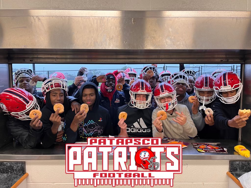 Patapsco Patriots Football (@ptapfootball) on Twitter photo After a cold, wet and windy practice the team got to celebrate their second shut out of the year with some warm donuts. <a href="/CoachCAllen_/">Coach Allen</a> After a cold, wet and windy practice the team got to celebrate their second shut out of the year with some warm donuts. <a href="/CoachCAllen_/">Coach Allen</a>