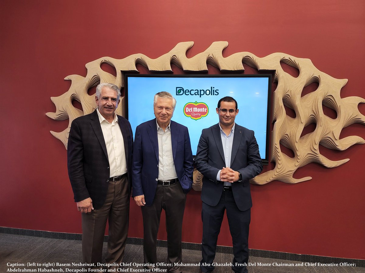 Global industry leader, <a href="/DelMonteFresh/">Del Monte Fresh</a> invests 39% stake in Decapolis: bit.ly/3V1mtxq

#safefood #sustainability #blockchaintechnology #foodtech #amman
