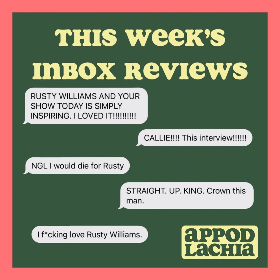 appodlachia's tweet photo. The inbox reviews are in and THE PEOPLE LOVE RUSTY WILLIAMS! ❤️ If you haven’t listened to this week’s episode with @RustyforHouse, you better get those thumbs a-tappin’ and download now! https://t.co/xHvnpQiIB0