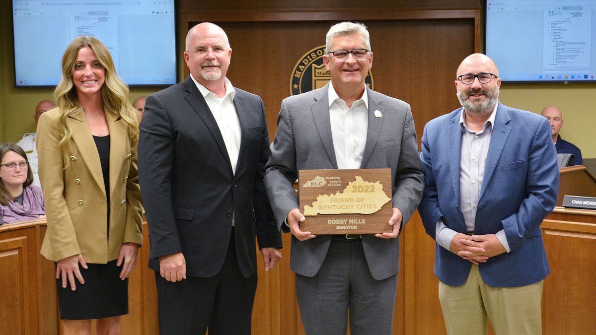 KY League of Cities (@kyleaguecities) on Twitter photo Thanks <a href="/RobbyMillsforKY/">Robby Mills</a> for being a "Friend of Ky Cities!" <a href="/TBTOE/">City of Madisonville</a> Mayor Kevin Cotton, <a href="/BryannaCarroll/">Bryanna L. Carroll</a> & <a href="/JDChaneyKLC/">J.D. Chaney</a> presented the award. As State & Local Gov chair, Sen Mills ensured KLC initiatives had a hearing & sponsored SB106 to remove inactive cities from state records. Thanks <a href="/RobbyMillsforKY/">Robby Mills</a> for being a "Friend of Ky Cities!" <a href="/TBTOE/">City of Madisonville</a> Mayor Kevin Cotton, <a href="/BryannaCarroll/">Bryanna L. Carroll</a> & <a href="/JDChaneyKLC/">J.D. Chaney</a> presented the award. As State & Local Gov chair, Sen Mills ensured KLC initiatives had a hearing & sponsored SB106 to remove inactive cities from state records.