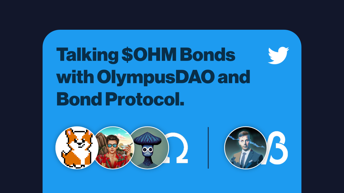 Bond_Protocol's tweet photo. @OlympusDAO will be issuing bonds through Bond Protocol!

Tune in tomorrow's Twitter spaces, where we will talk about Olympus' bond-centric future, Bond Protocol &amp; more.

⏰➡️ https://t.co/NAz8Zope5e https://t.co/Z1yIwb4fi4