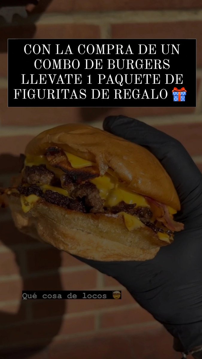 Tenemos figuritassss!! 

Con la compra de un combo de hamburguesa doble, llévate un paquete de figurita de regalo 🎁  

(Poco stock de figuritas)