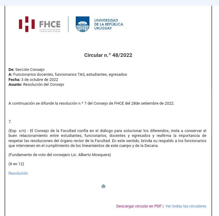confluir_124's tweet photo. Difundimos resolución de la última sesión del Consejo de Facultad
#CEHCE #Confluirhumanidades https://t.co/27u0gcq0z1