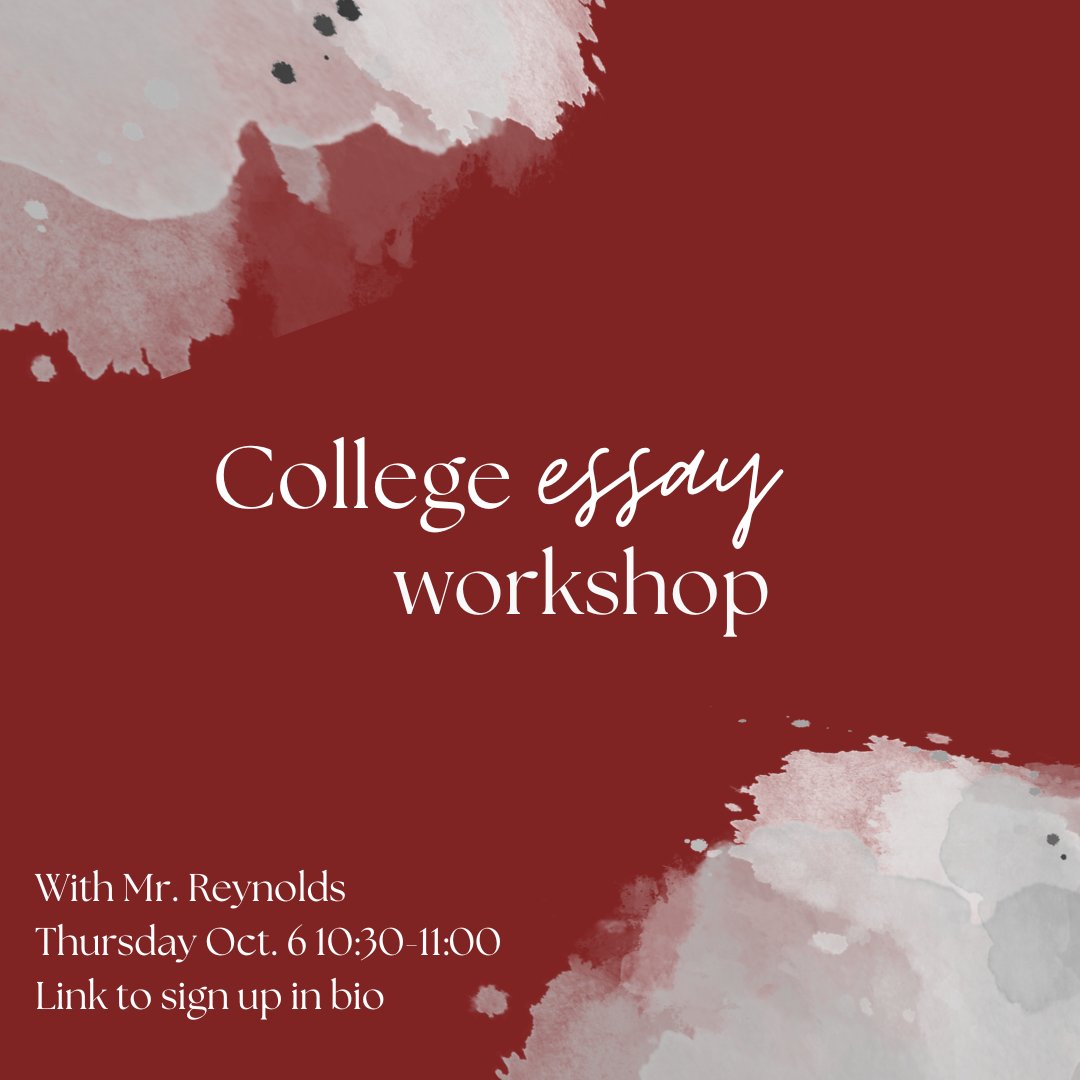 Seniors! Have you seen this workshop opportunity yet? Check it out this Thursday during one lunch! 📝