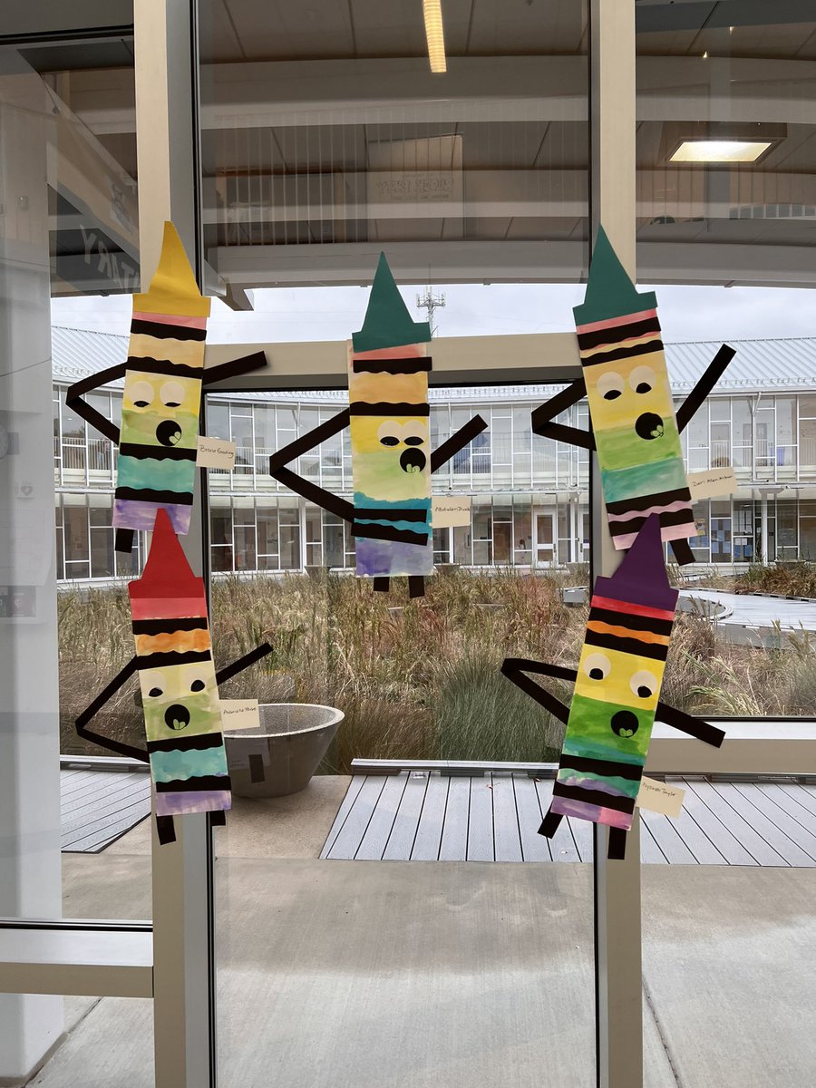 KLeMayArtTeach's tweet photo. These crayon folks are even cuter hanging on the walls! They just make you smile. @CPES4LIFE  @ChelyseMiller @DrManigo @ladavids_a https://t.co/sOr1HICnba