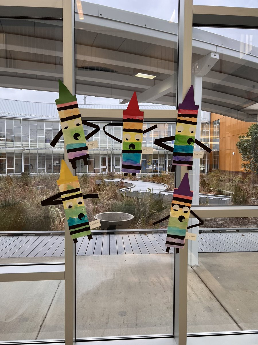 KLeMayArtTeach's tweet photo. These crayon folks are even cuter hanging on the walls! They just make you smile. @CPES4LIFE  @ChelyseMiller @DrManigo @ladavids_a https://t.co/sOr1HICnba