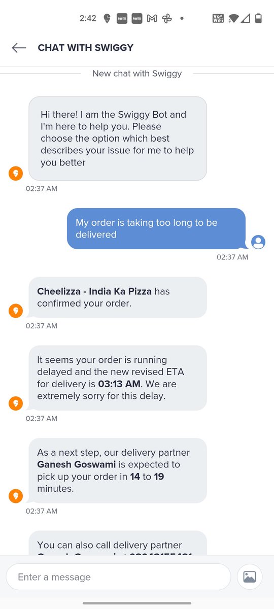 Deepesh1290's tweet photo. @SwiggyCares #147989972238

It has been an hour since I placed an order and the rider is not assigned even when the food is ready. No1 is even available to chat.

I am going to report this to the consumer forum.. You have failed to keep your delivery timeline commitment. #swiggydoesnotcare https://t.co/NAw55B9s83