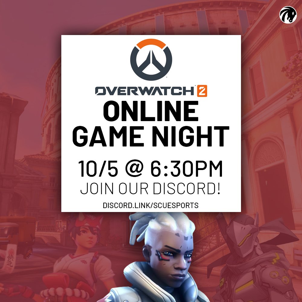 SCUEsports's tweet photo. Overwatch 2 is officially here!
In celebration, we will be having an Overwatch 2 Game Night in our Discord tomorrow (Wednesday 10/5) at 6:30PM! Join the voice channels to queue games together! See you there!
#LifeAtSCU #SCUEsports #SantaClaraUniversity https://t.co/qLLHj16Y5L