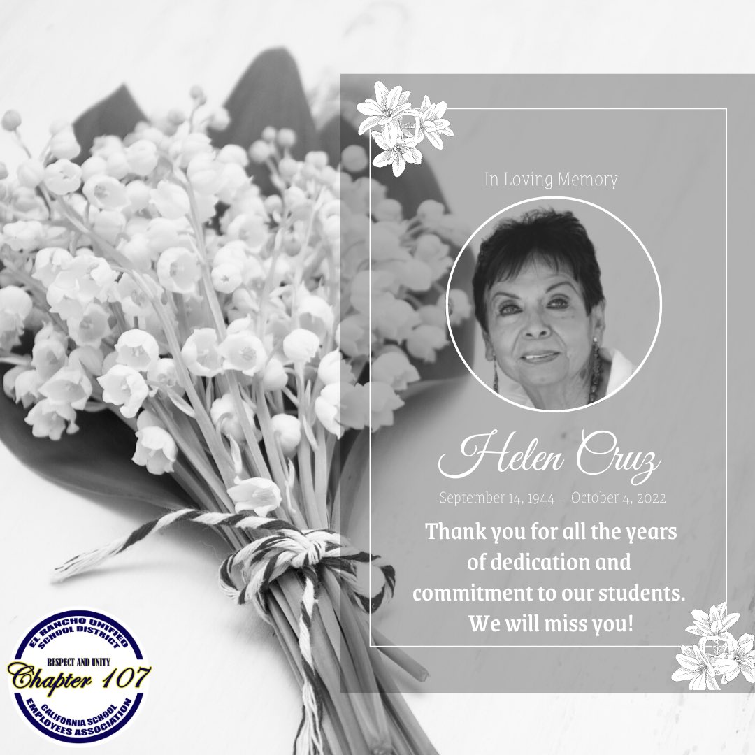 It is with a heavy heart that we announce the passing of Helen Cruz this morning. We would like to offer our full support to the Cruz family during this period of mourning. May she Rest In Peace 💐