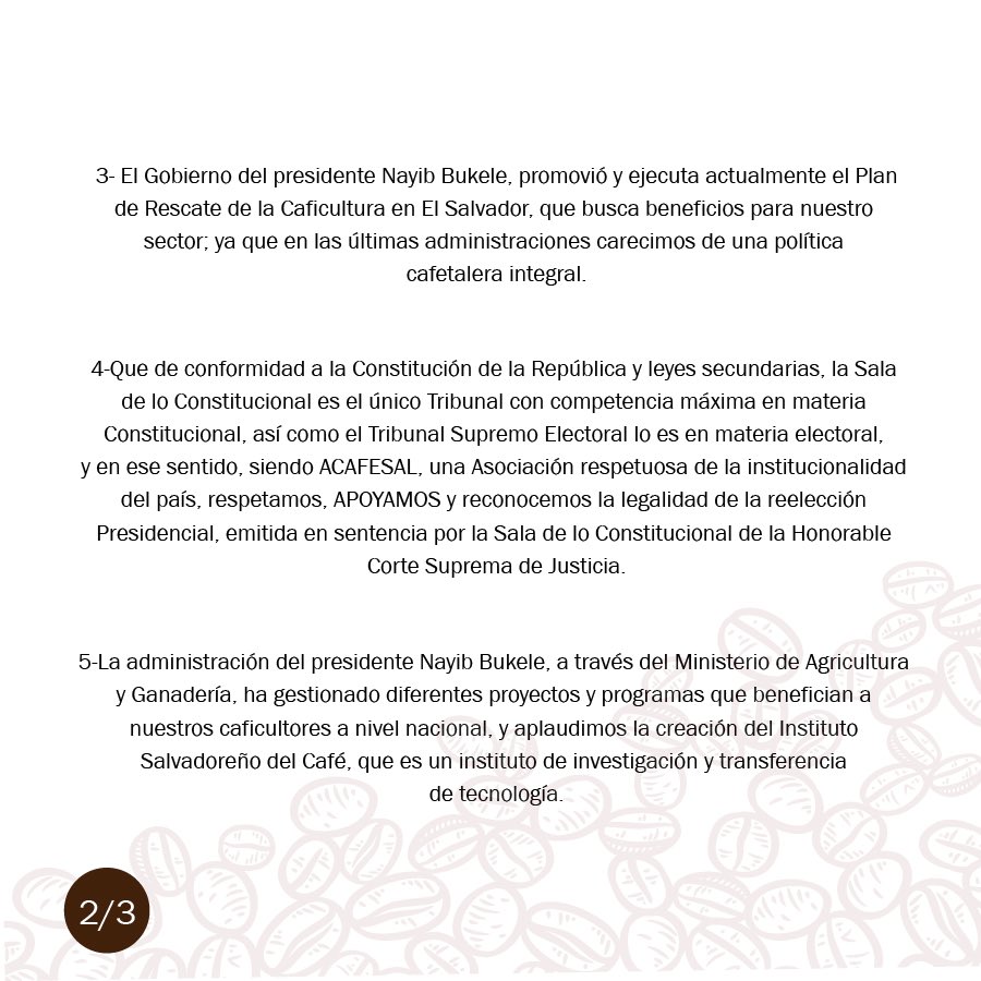 PrensaCyanAL's tweet photo. #Nayib2024 | Más sectores de la vida nacional se pronuncian a favor de la reelección del Presidente @nayibbukele. El lunes, la @acafesal emitió un pronunciamiento al respecto. https://t.co/KrdZcyRo3J