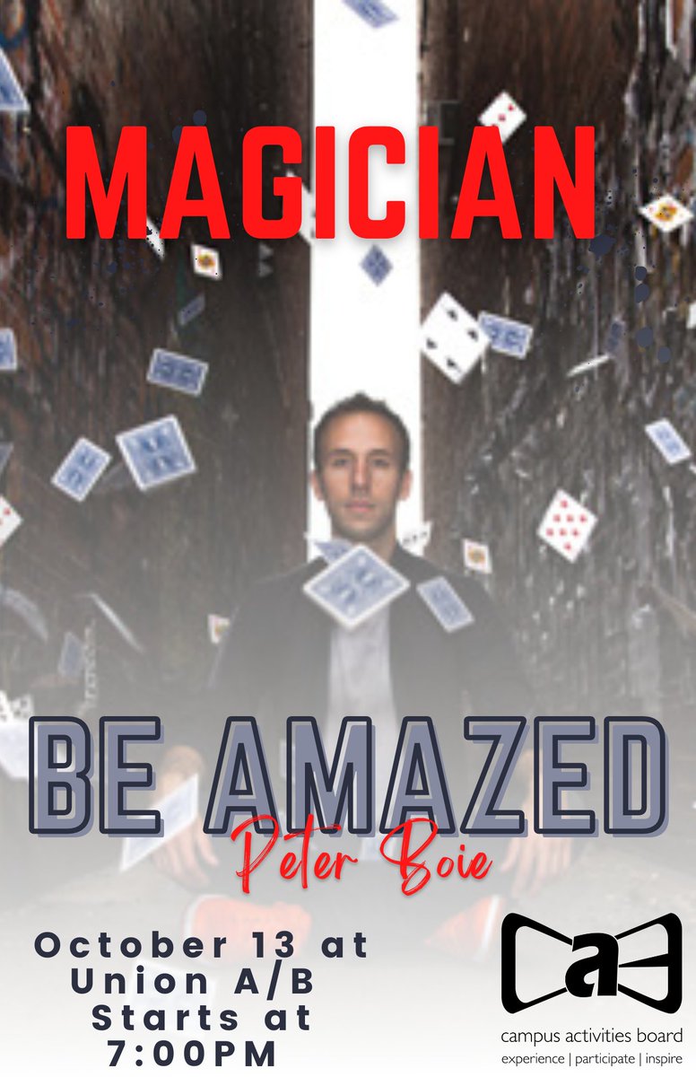 This October, Peter Boie is coming to Washburn University. So join the fun and watch him perform live! It's going to be magical!