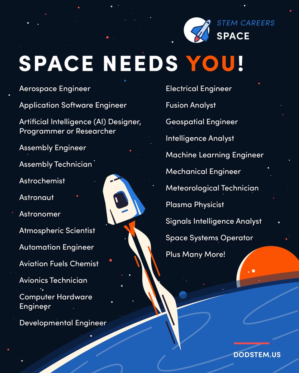 Happy #SpaceWeek! We're excited to announce the launch of our Space Careers page, where you can discover opportunities like internships that can lead to an exciting career in Space! dodstem.us/explore/career… #YourPlaceinSpace