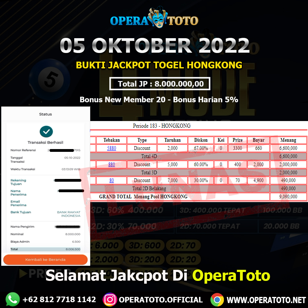 OperaToto's tweet photo. 05 OKTOBER 2022
KEPADA MEMBER OPERATOTO 🎉CONGRATULATIONS🎉

JACKPOT TOGEL HONGKONG
JP : 8.000.000,00
#operatoto #olxtoto #togel #togelonline #prediksitogel #prediksijitu #togelhongkong #bocorantogel #prediksihongkong #togelsingapore #bandartogel #bandartogelterpercaya #prediksi https://t.co/QDM7Z3uSGh