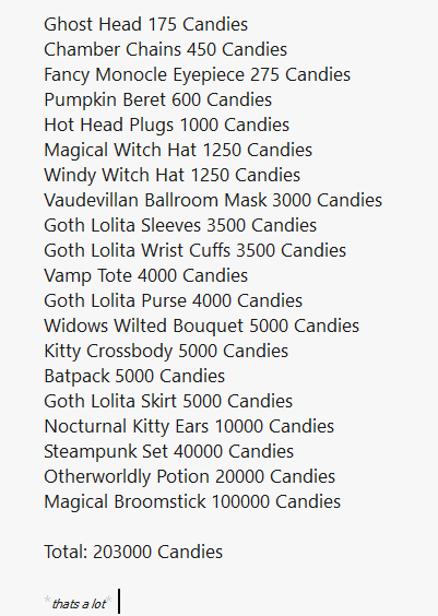 chenrave69's tweet photo. #royaleween heres the list of candy shop items i am going to try and get... holy crap thats expensive... https://t.co/Kfjaj3fEUW