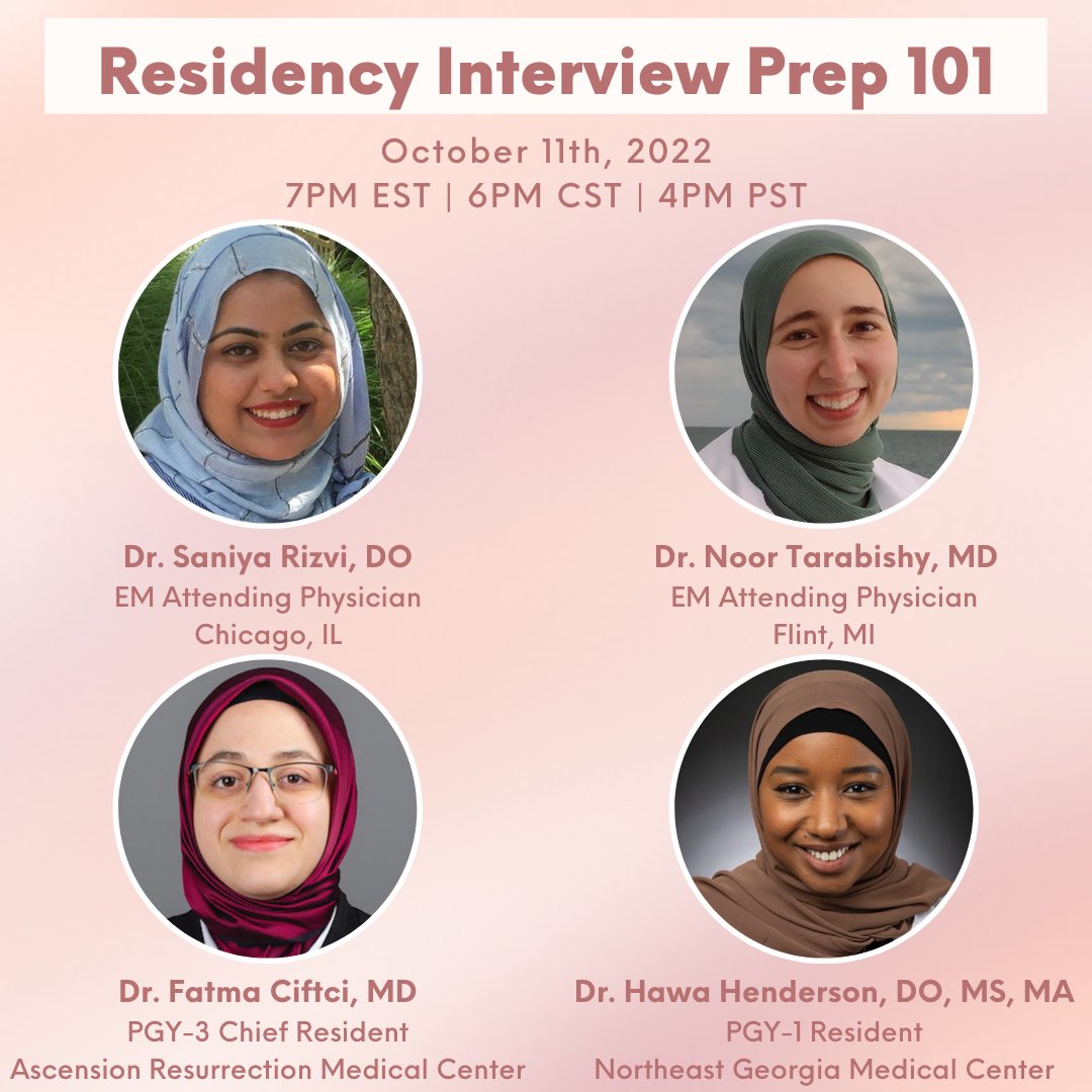 🩺 P A N E L I S T S 🩺

We are excited to reveal the panel for our BIGGEST medical student event of the year! Don't miss the opportunity to learn all about interviewing for residency from #MWiEM ➡️ bit.ly/3RsTBuP 

#EMBound #MedTwitter #Match2023 #ERAS