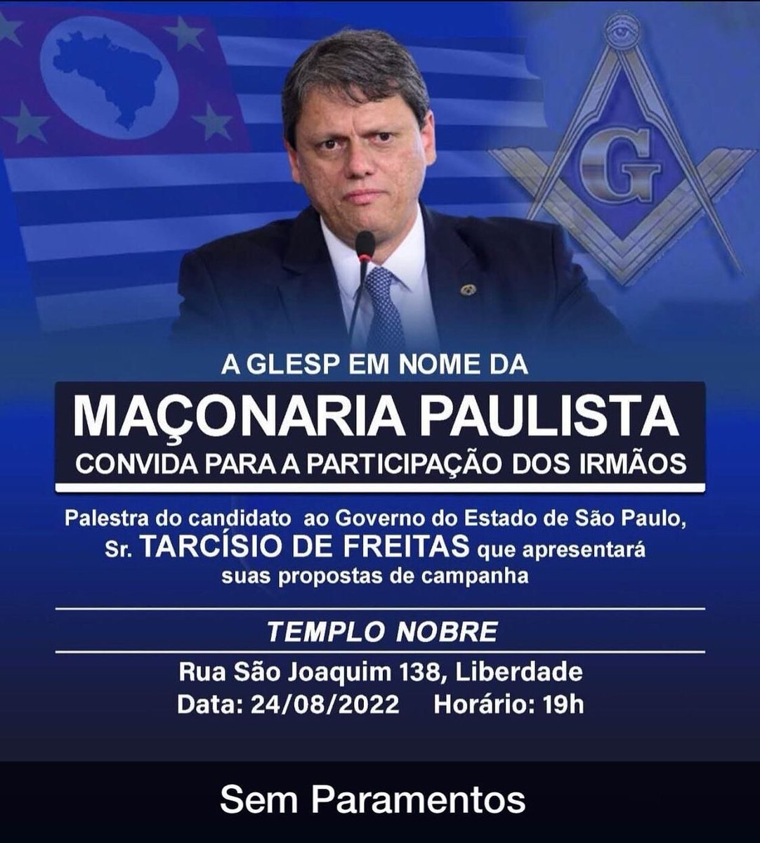lu_libardi's tweet photo. Olha o candidato carioca que não conhece SP, nunca morou no estado e o gado o aplaude pela família e bons costumes. Observem que no convite está  escrito "sem paramentos". Significa p irem sem as roupas, adereços,  broches, simbolos, inclusive o do bode pra não ser reconhecidos https://t.co/x6qSROX53s