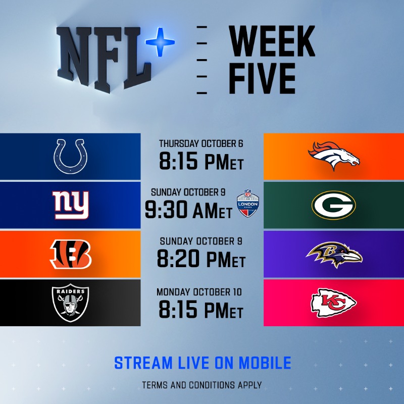 NFL's tweet photo. Stream live local &amp; primetime games on your phone or tablet 📱 with NFL+. Or sign up for NFL+ Premium for replays 🔁 of every game. Start your 7-day free trial ❗