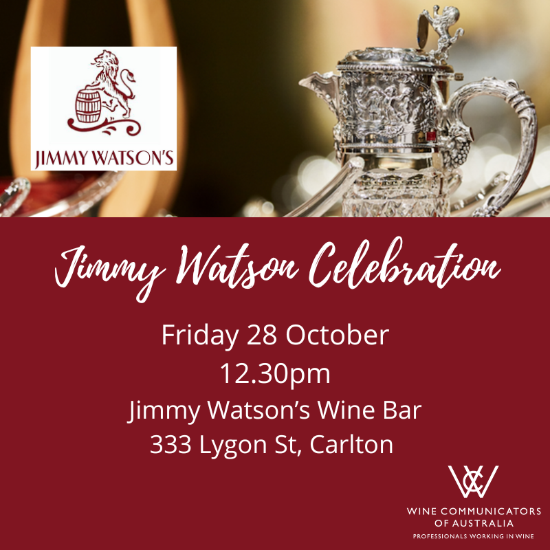 WineComAust's tweet photo. Join us for a celebration of the Jimmy Watson Trophy winner on the 60th anniversary of Australia’s most prestigious wine award.

This will be a relaxed event hosted at @jimmywatsons, find out more here: https://t.co/w09dbz8XNi https://t.co/GvRMwecHkI