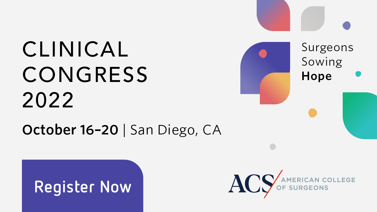 AmCollSurgeons's tweet photo. There’s so much to look forward to at #ACSCC22 including: 

• Convocation
• Special Sessions
• Scientific forums 
• ACS Central
• And more!

Clinical Congress starts in less than 2 weeks – register now! https://t.co/yVym8CVe36 https://t.co/NkudjdmUBN