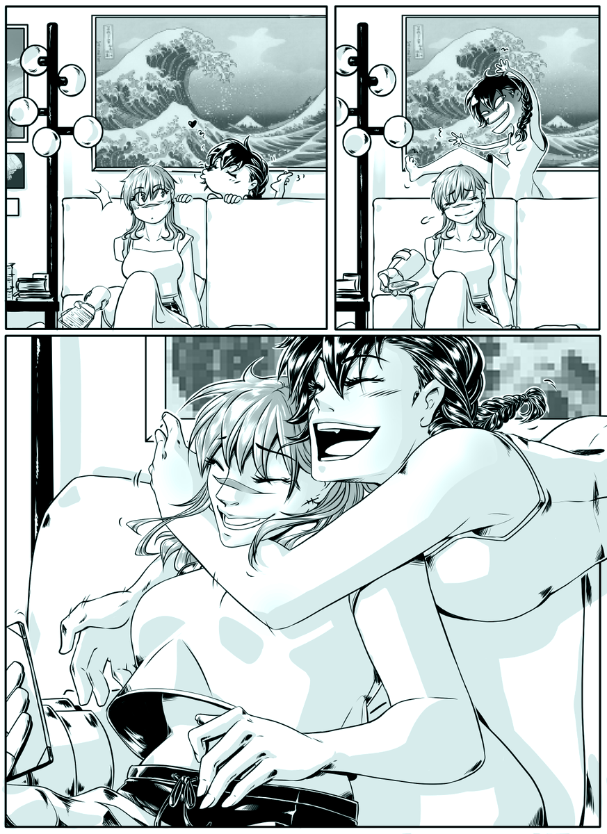 RepeatEternity's tweet photo. Today on the #FemSheith exchange, I have gone all out again! (my bad 😋)

Behold, a 4 page comic for the fantastic @Aslansniece who asked for "Wholesome Established #Sheith, sharing a blanket on the couch"

Thanks to @femsheith for organizing the event again! ♥️ https://t.co/MFDEOQVdbv