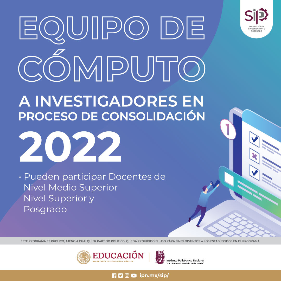 AcademicaIPN's tweet photo. #QuizasTeInterese CONVOCATORIA PARA EL OTORGAMIENTO DE EQUIPO DE CÓMPUTO A INVESTIGADORES EN PROCESO DE CONSOLIDACIÓN 2022 #DocentesIPN #NS #NMS #Posgrado 
👉 https://t.co/IOh7LavHuA
@IPN_SIP @DES_IPN @dems_ipn https://t.co/8avxhSDERy