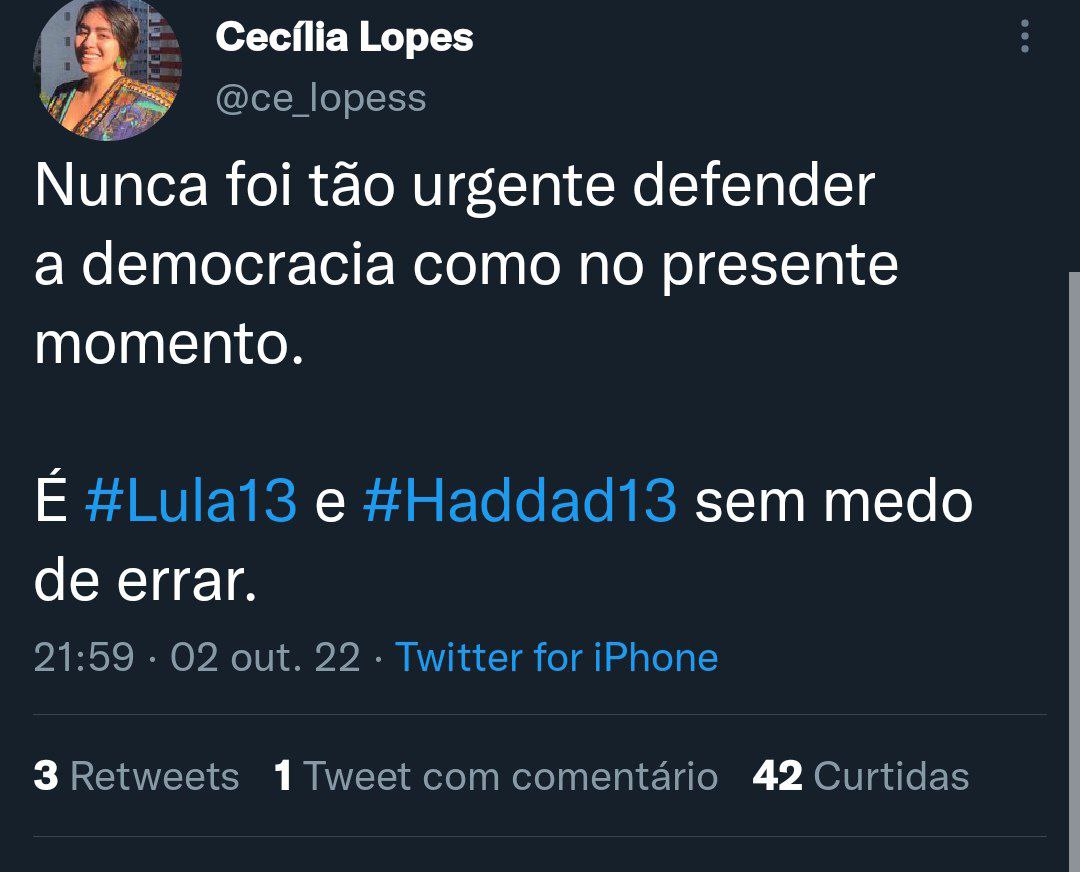 ancapmilavargas's tweet photo. Eu profetizei q um dia o "feminismo libertario individualista" dela, faria ela apoiar o Lula.
Nem eu q profetizei isso, realmente esperava ver isso um dia.
Mas tá aí.
O mundo n da voltas, ele capota. https://t.co/6NSskqbVAN