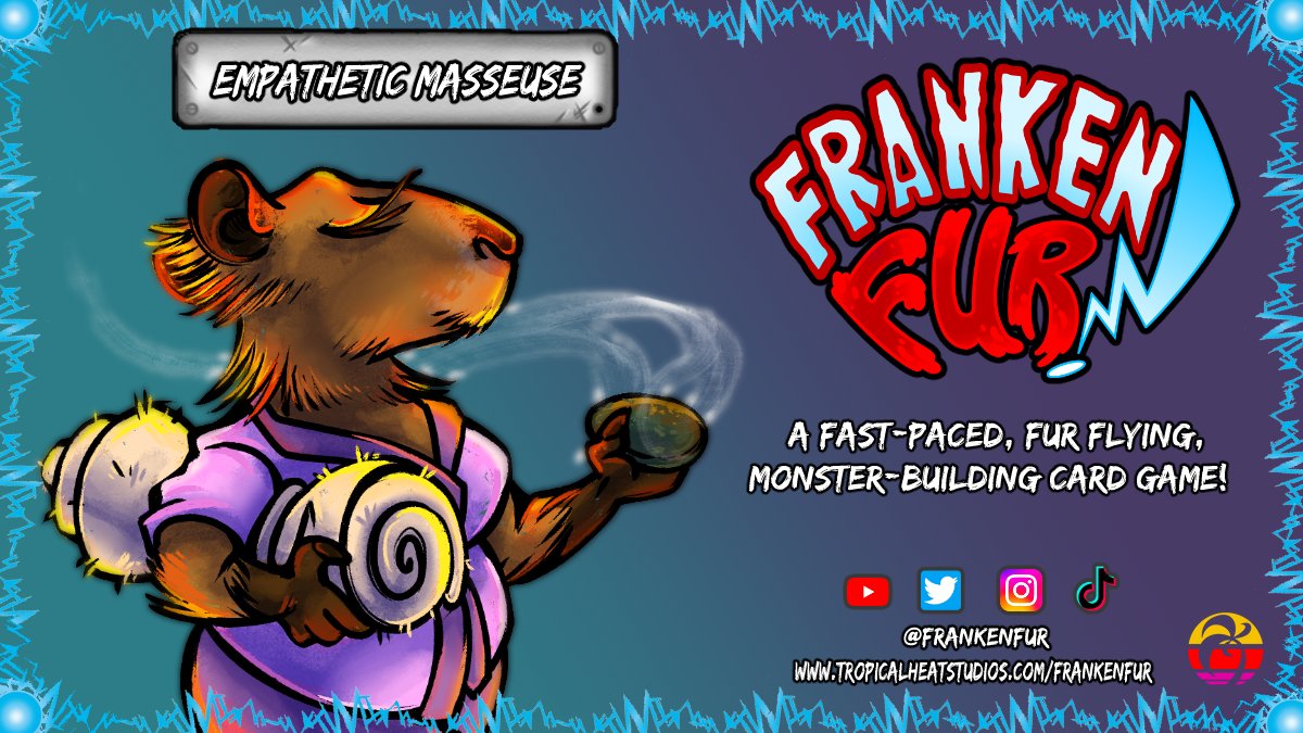 Frankenfur's tweet photo. We here at the League believe a relaxed scientist is more susceptible to intellectual madness! Make sure you take full advantage of all membership amenities. #Frankenfur #tabletopgaming #cardgame https://t.co/Sj59z3yWVZ