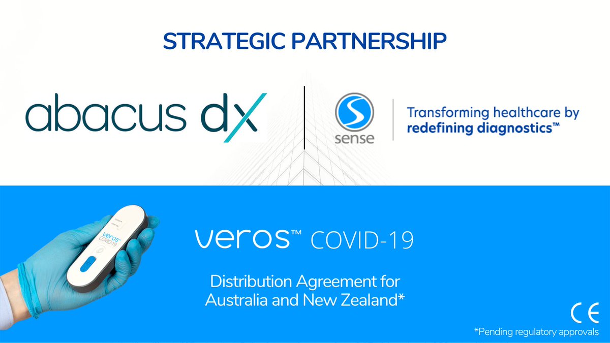 sensedx1's tweet photo. Sense and Abacus dx partner to introduce Veros™ COVID-19 to Australia and New Zealand. For more information: https://t.co/COayKdGtrr

#PointofCare #Diagnostics #Partnership https://t.co/h5XGUGYUGg