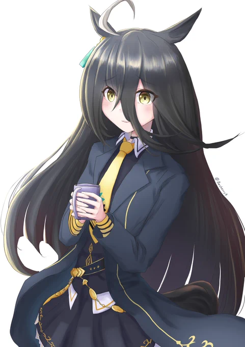 「素手で頂いた方が実は美味しいんですよ…」なマンハッタンカフェちゃん勝負服描きましたー#ウマ娘 #マンハッタンカフェ 
