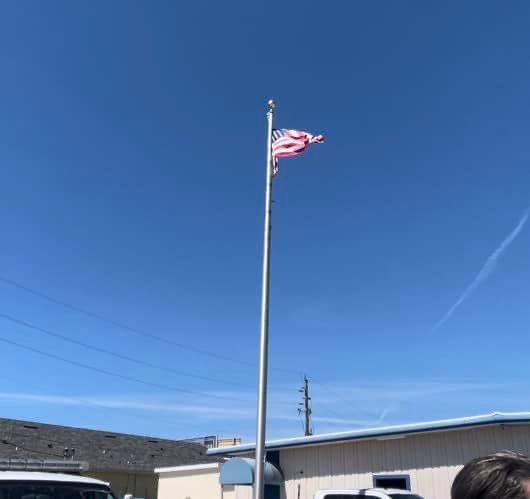 IN_Task_Force_1's tweet photo. The team and our force protection officers have been collecting damaged American Flags along the way to properly handle them in accordance with U.S. Flag code etiquette so they can be respectfully retired. The team also raised a new flag at the American Legion in Ft Myers Beach https://t.co/p1MG7AnBDQ