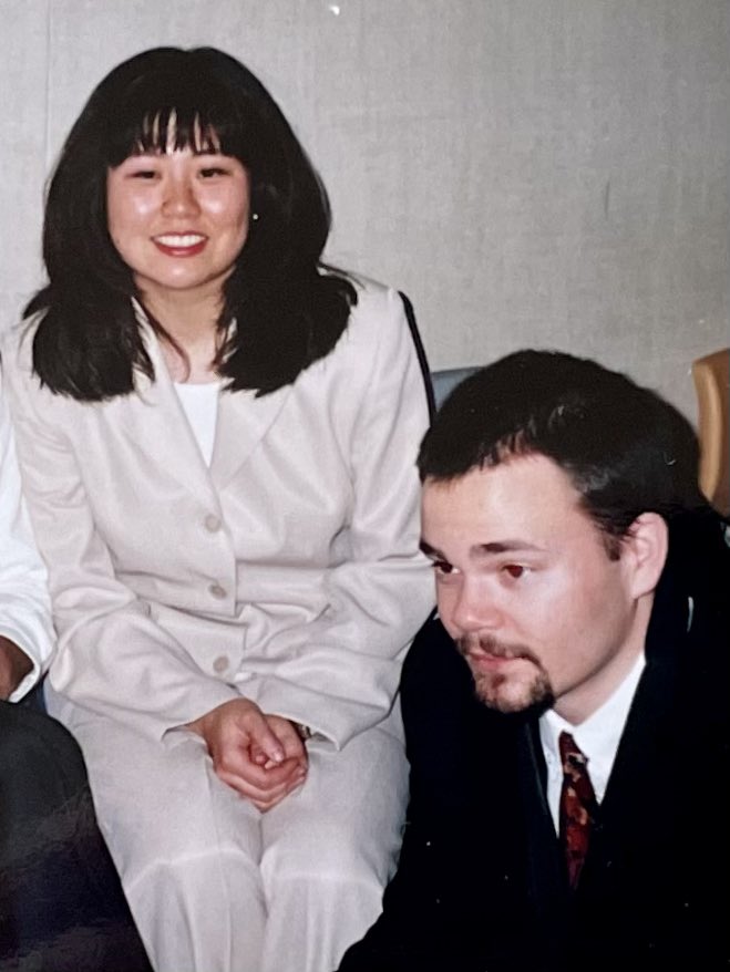 Jon_Bentley_'s tweet photo. Awesome to return to @CapilanoU today with Sharon Minemoto Quartet to play for the jazz studies students. The first photo is Sharon and I on the day of her graduation recital 25 years ago. The great teachers we studied with inspired us to become full time pro musicians ever since https://t.co/gTYqdGAogH