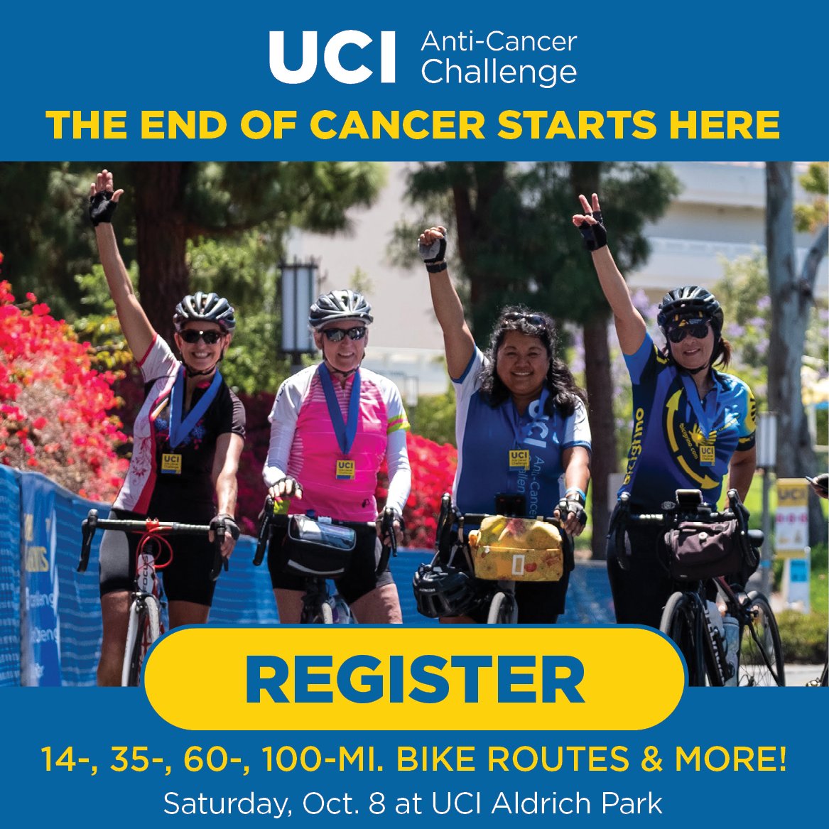 SoCalCycling's tweet photo. The @UCIAntiCancer Challenge Event Returns on October 8th to Raise Funds for Critical #CancerResearch
Join the Ride, Run and Walk Event At UCI's Aldrich Park Orange, California
More Info & Register @ https://t.co/rxX2dokU5u
#Cycling #Bicycling #UCIAntiCancerChallenge https://t.co/rfovOPkX5P