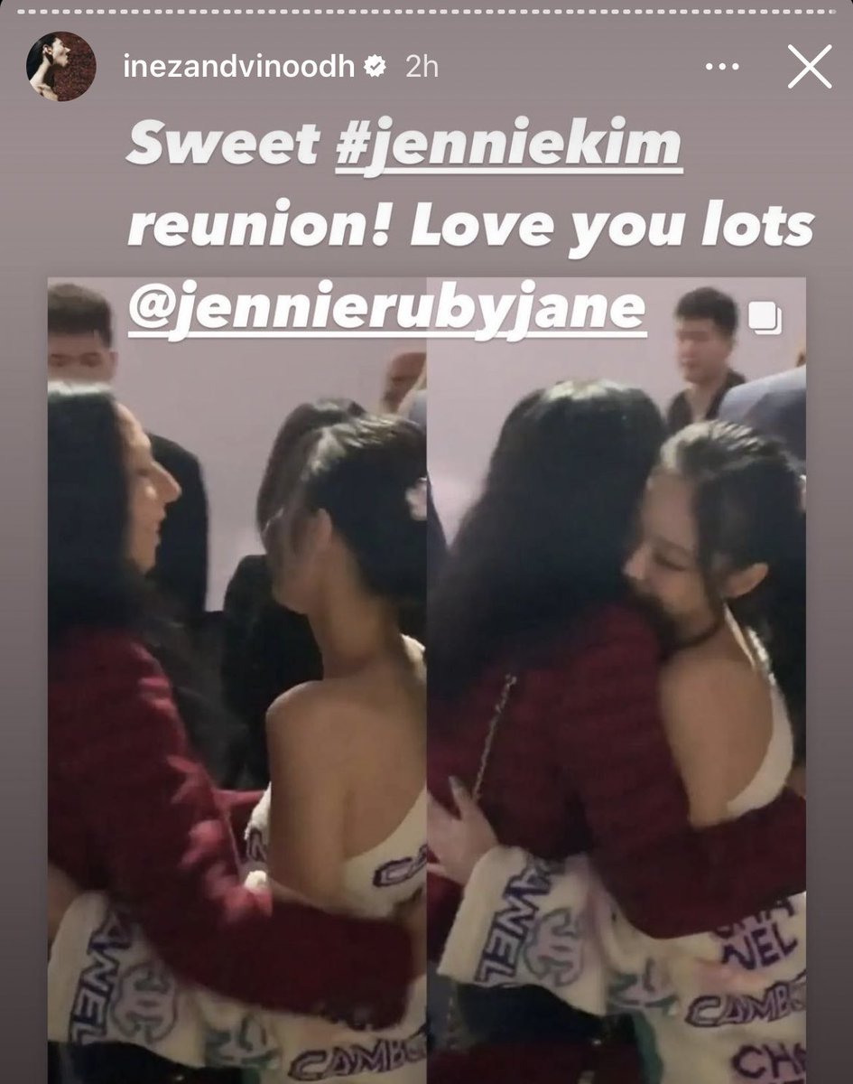 jenniekimcl's tweet photo. inezandvinoodh ig story update with Jennie! ❤️

“Sweet #jenniekim reunion! Love you lots @.jennierubyjane”

JENNIE CHANEL TAKEOVER
#JENNIExCHANELSS23 @CHANEL
#ChanelSpringSummer https://t.co/wvYMvt0zrE