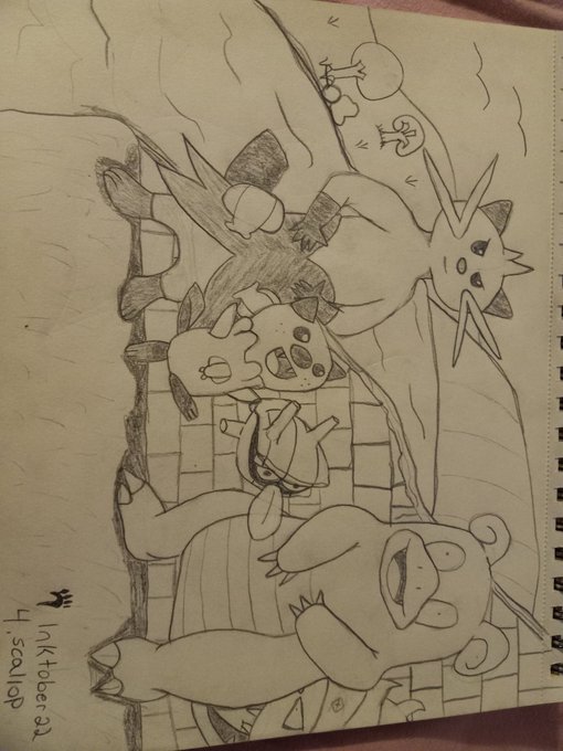 Today was scallop for #inktober2022. I tried my best with it. Today we have an oshawat trying to give<a href="/tag/inktober2022"class="tags">#inktober2022</a><a href="/tag/drawing"class="tags"><span>#drawing</span></a><a href="/tag/pokemon"class="tags"><span>#pokemon</span></a><a href="/tag/intober"class="tags"><span>#intober</span></a>