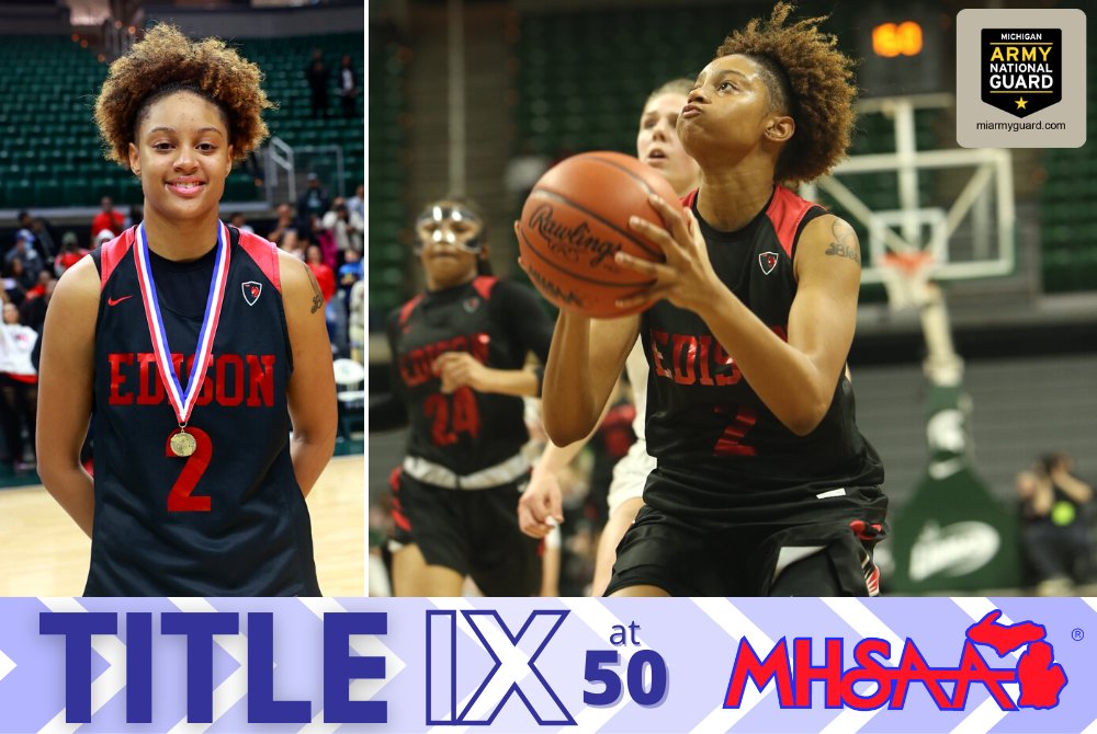 MHSAA's tweet photo. 🏀Title IX ᴀᴛ 50: Ruby Whitehorn's Story >> https://t.co/bKhbbnytZd @DetroitEdisonGB
#TitleIX #TitleIXat50 #forceofthefuture #basketball #depsa #edison #champion #missbasketball #MHSAA #miarmyguard https://t.co/LPI4E5NIgO