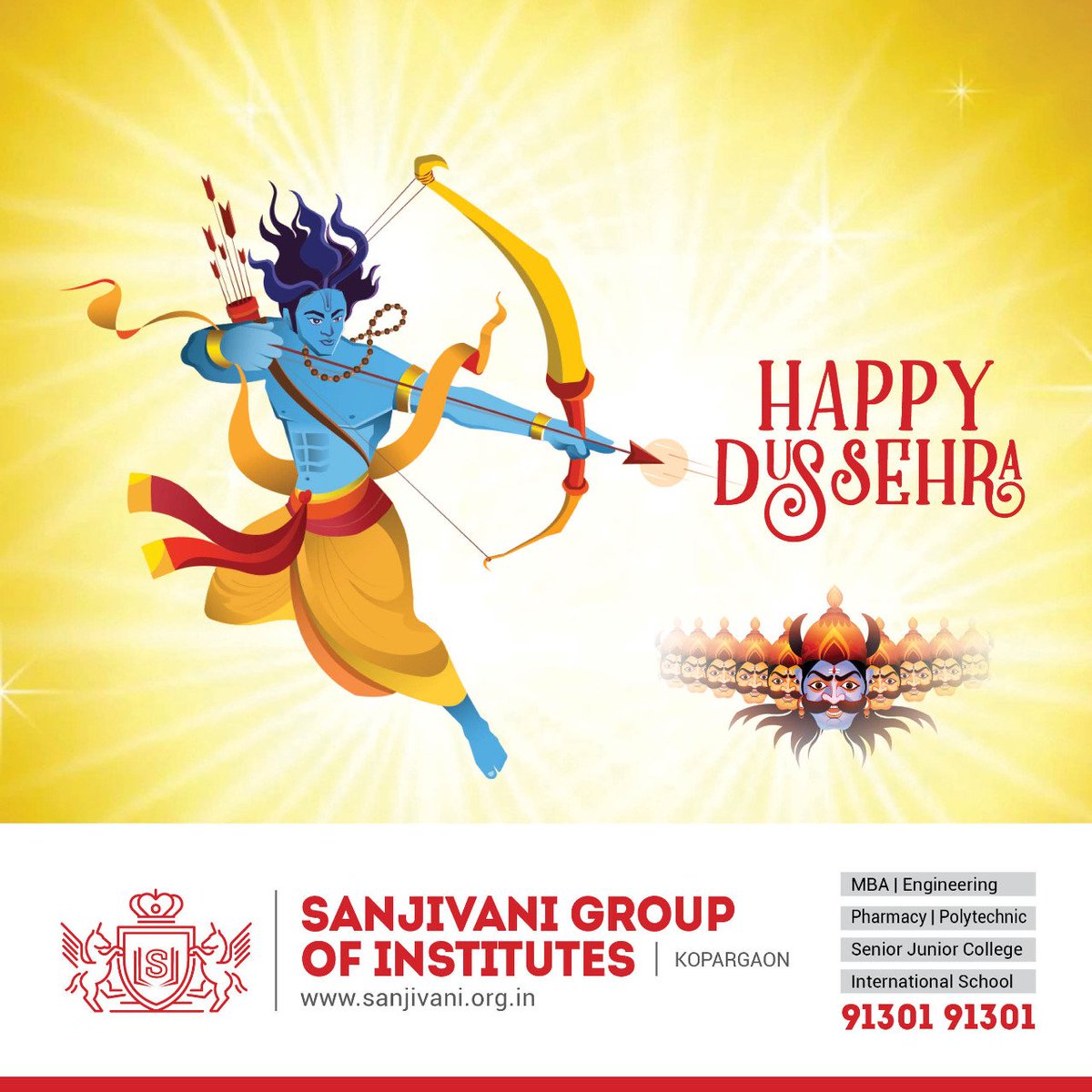 Let's celebrate the triumph of good over evil &amp; take a step towards courage &amp; goodness.
Happy Dussehra. 🏹