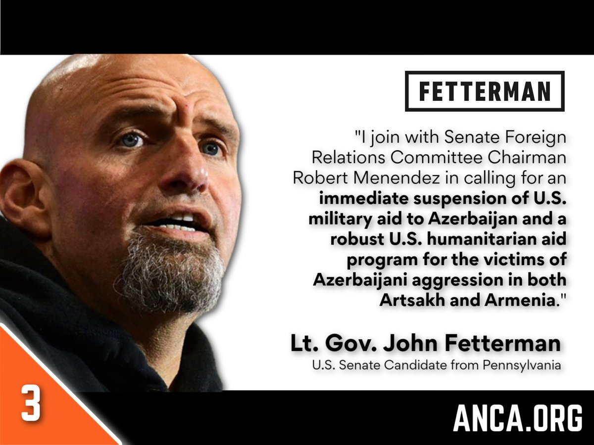 ANCA_DC's tweet photo. BREAKING: US Senate candidate @JohnFetterman stakes out strong stands on Armenian American and Hellenic American policy priorities - sharply at odds with Erdogan ally @DrOz, who has refused to recognize the #Armenian #Genocide.

@ANCA_DC | @HellenicLeaders https://t.co/A6YO7qPthI