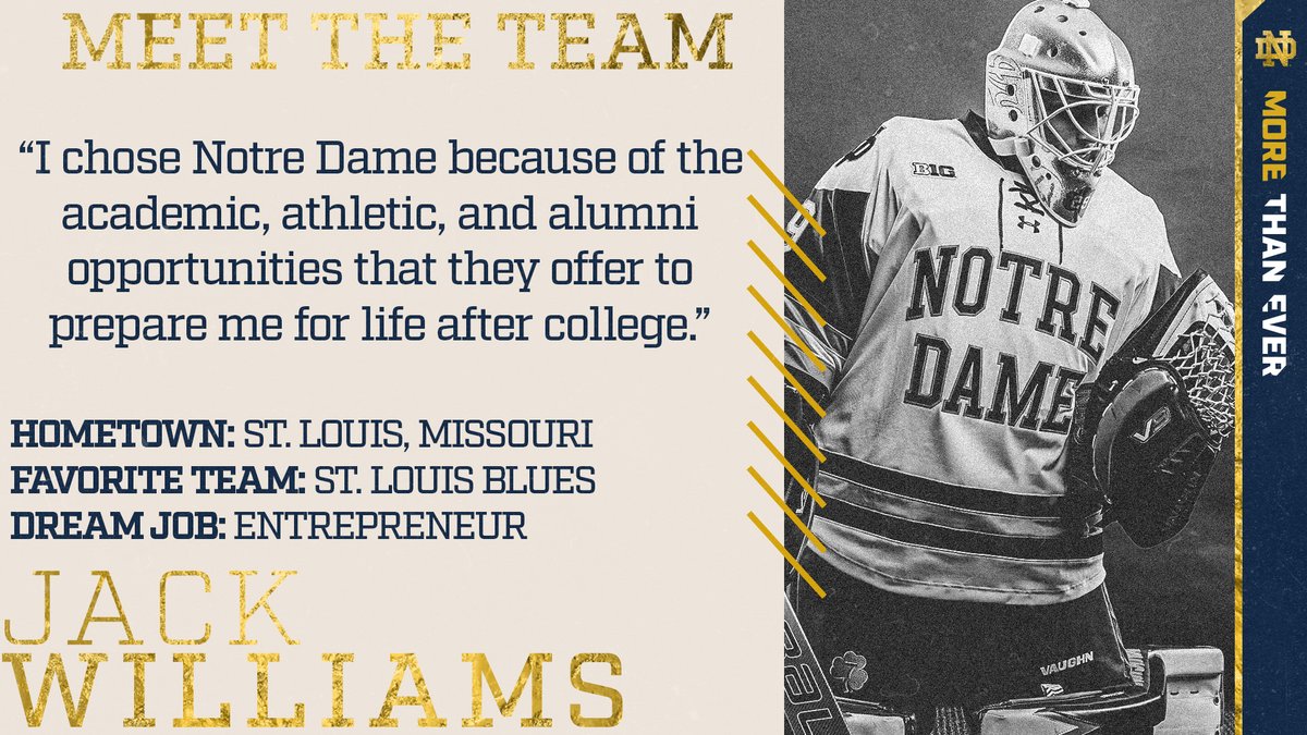 NDHockey's tweet image. 𝐓𝐡𝐞 𝐍𝐞𝐰 𝐅𝐚𝐜𝐞𝐬 𝐨𝐟 𝐈𝐫𝐢𝐬𝐡 𝐇𝐨𝐜𝐤𝐞𝐲
S22 | E23

Our final rookie stands tall between the pipes, joining the Irish from St. Louis, Missouri - #29 Jack Williams. 

#GoIrish