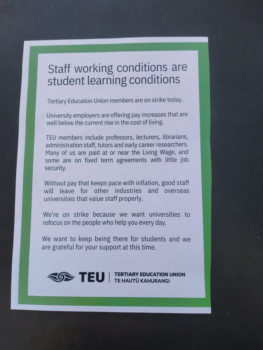 LiamWright6995's tweet photo. #VUWStrike Living wage for at least all staff. It's particularly poor that the starting rate for tutor's at VUW is below that of other uni's in spite of greater living costs, please support even if the disruption is inconvenient. https://t.co/UbVfxVanRM