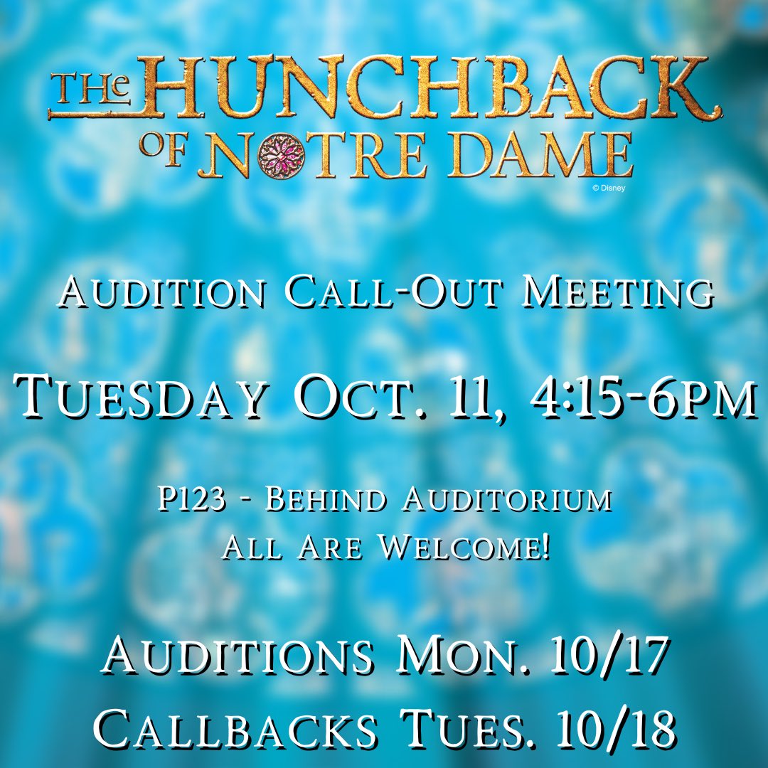 Spread the word! Hoping to see lots of people at callouts and auditions!