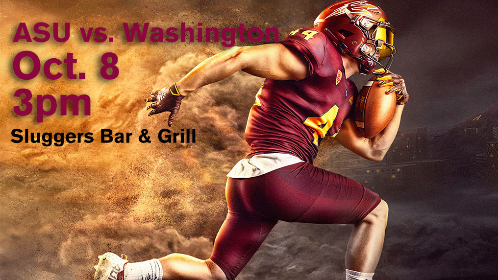 ASUChicago's tweet photo. Join us this week for a day game @Sluggersbar , 3pm as ASU takes on Washington. https://t.co/LZXyPONWrD