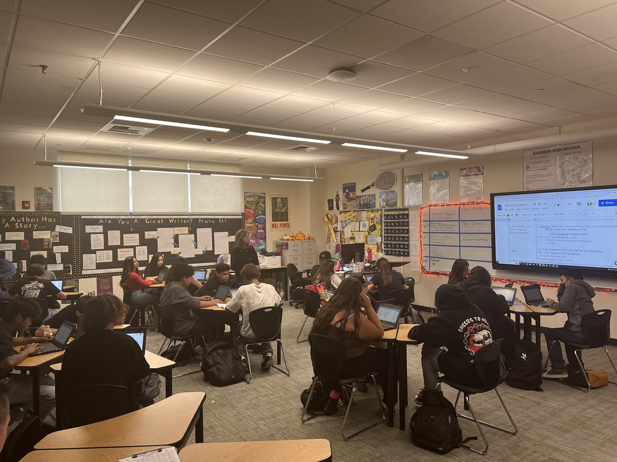 #BanningHS Grade 10 English students engaged in becoming expert writers. Thank you, Mrs Helmuth for all that you do for our students.