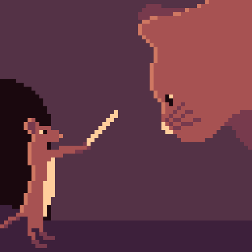 OtterRiptide's tweet photo. My entry for todays #pixel_dailies! A #brave mouse defending his home! @Pixel_Dailies #pixelart #aseprite #digitalart #digitalArtist https://t.co/5opPqFtYMn