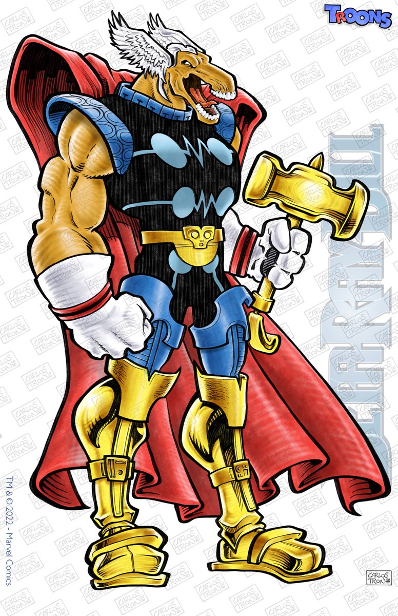 TrOONS # 144 - One of the best character designs EVER (by the master of masters @WalterSimonson), the boy-turned-cyborg who beat Thor! He IS that worthy!
The guy who had his own uru hammer (until Thor broke it!)
Beta Ray Bill!
#betaraybill #thor #marvelcomics #marvel #troons https://t.co/OCAo33BkPc