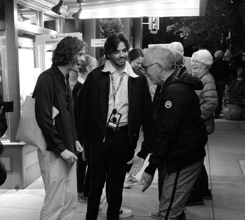 FalconerMovie's tweet photo. Falconer stars Rami Zahar &amp; Rupert Fennessy chatting with @cooperdance of @sundanceorg at the @PTFilmFest 🎞️🎞️🎞️🎞️🎞️🎞️🎞️🎞️🎞️🎞️
#porttownsendfilmfestival #thefalconer #sundance #ptfilmfest #indiemovie #falconry #friendship #brothers #filmfestival https://t.co/w6LReni62u