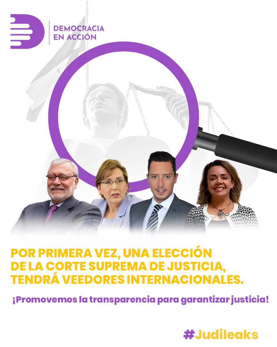 DemoAccionHn's tweet photo. ¡Queremos transparencia en la elección de la CSJ!
Este proceso tendrá observadores internacionales en las etapas cruciales de la evaluación y elección de los magistrados.
¡No Más de lo mismo!
#Judileaks https://t.co/lTWjY39yjX
