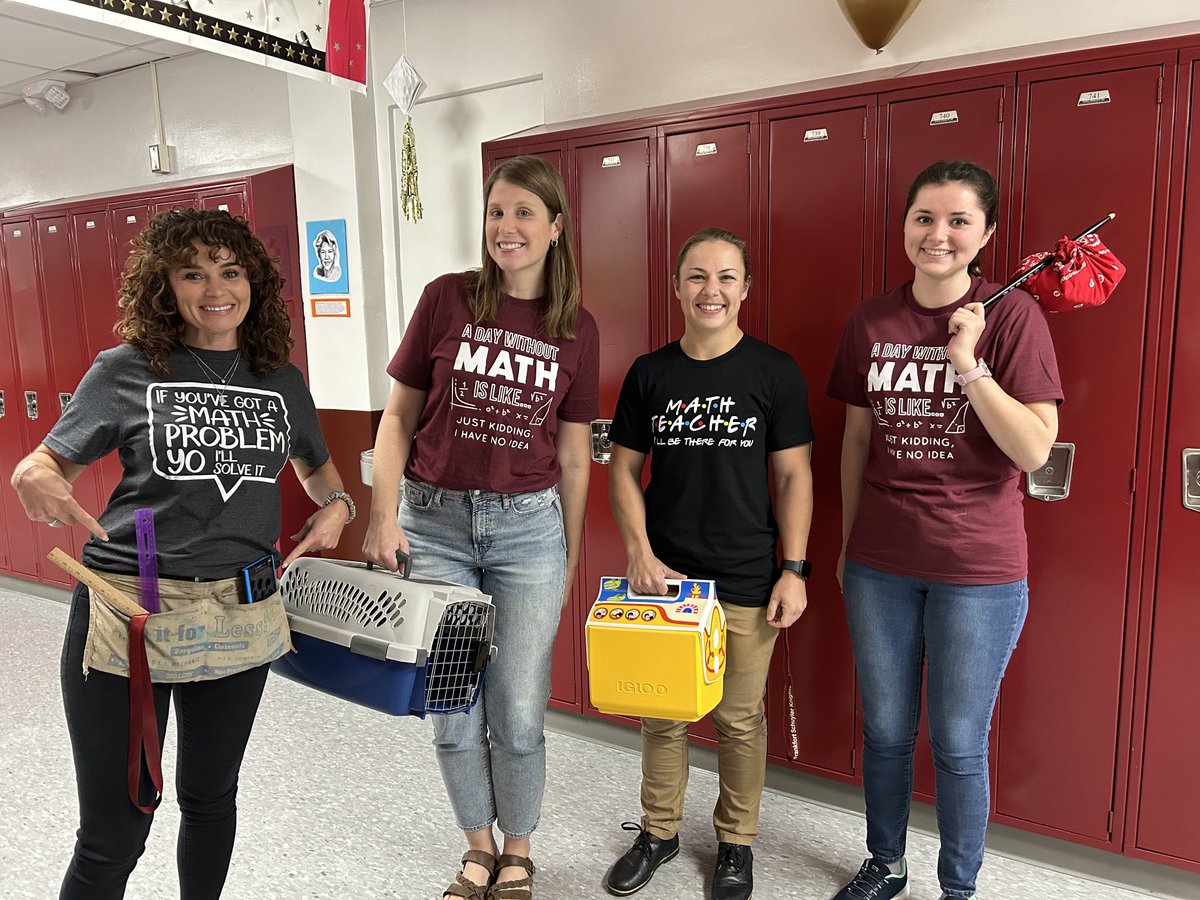 SOS_Palmer's tweet photo. Our secondary math department is all in for spirit week! Absolutely nailing today’s “anything but a backpack” day and having a blast with ⁦@AdamSandler⁩ day. What a great place for students and staff, plus a pep rally leading up to homecoming! #HomeoftheMaroonKnights https://t.co/dweDO7vCmb